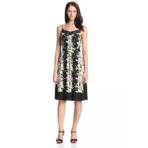 FRENCH CONNECTION DRESS SIZE 6 DESERT TROPICANA FLORAL DRAPE SPAGHETTI STRAPS